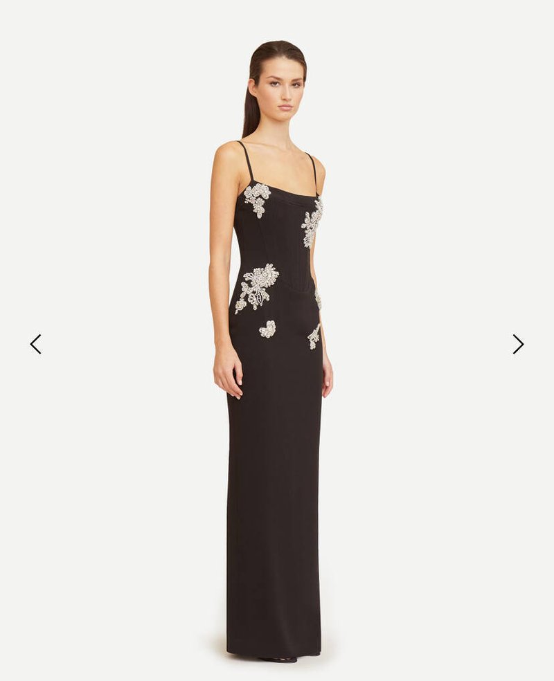 Embroidered Floral Black Maxi Dress H6307