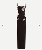 Embroidered Floral Black Maxi Dress H6307