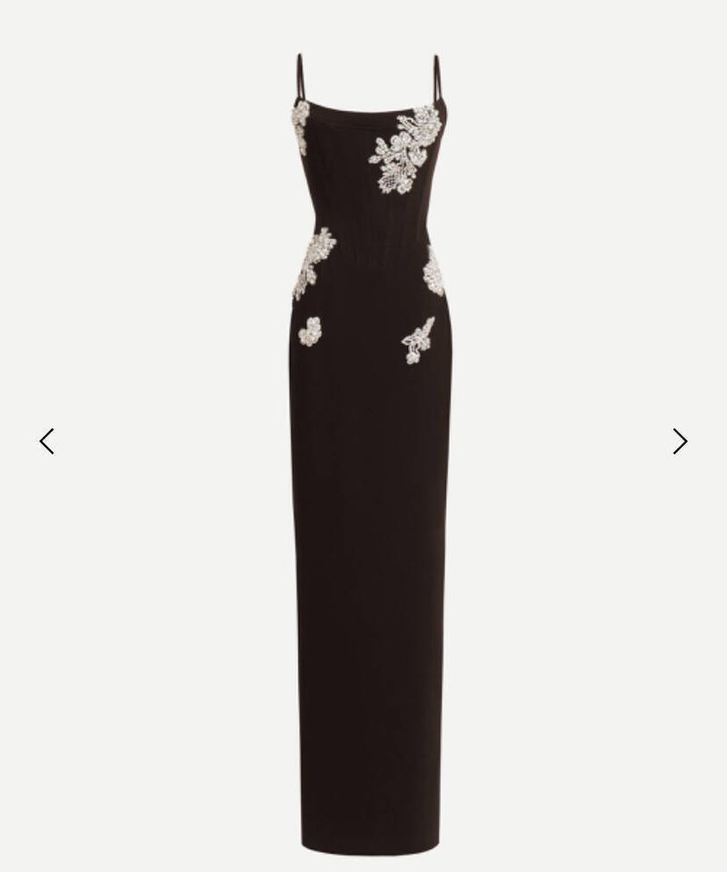 Embroidered Floral Black Maxi Dress H6307