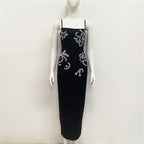 Embroidered Floral Black Maxi Dress H6307
