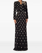 Embroidered Floral Black Maxi Dress H7091