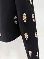 Embroidered Floral Black Maxi Dress H7091