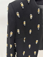 Embroidered Floral Black Maxi Dress H7091