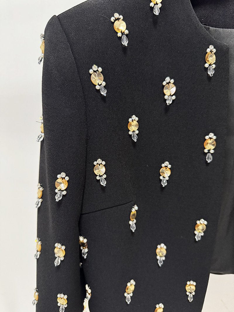 Embroidered Floral Black Maxi Dress H7091