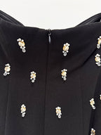Embroidered Floral Black Maxi Dress H7091