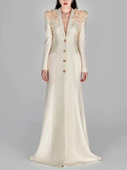 Embroidered Floral Long Sleeve Gown H6461