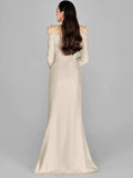 Embroidered Floral Long Sleeve Gown H6461