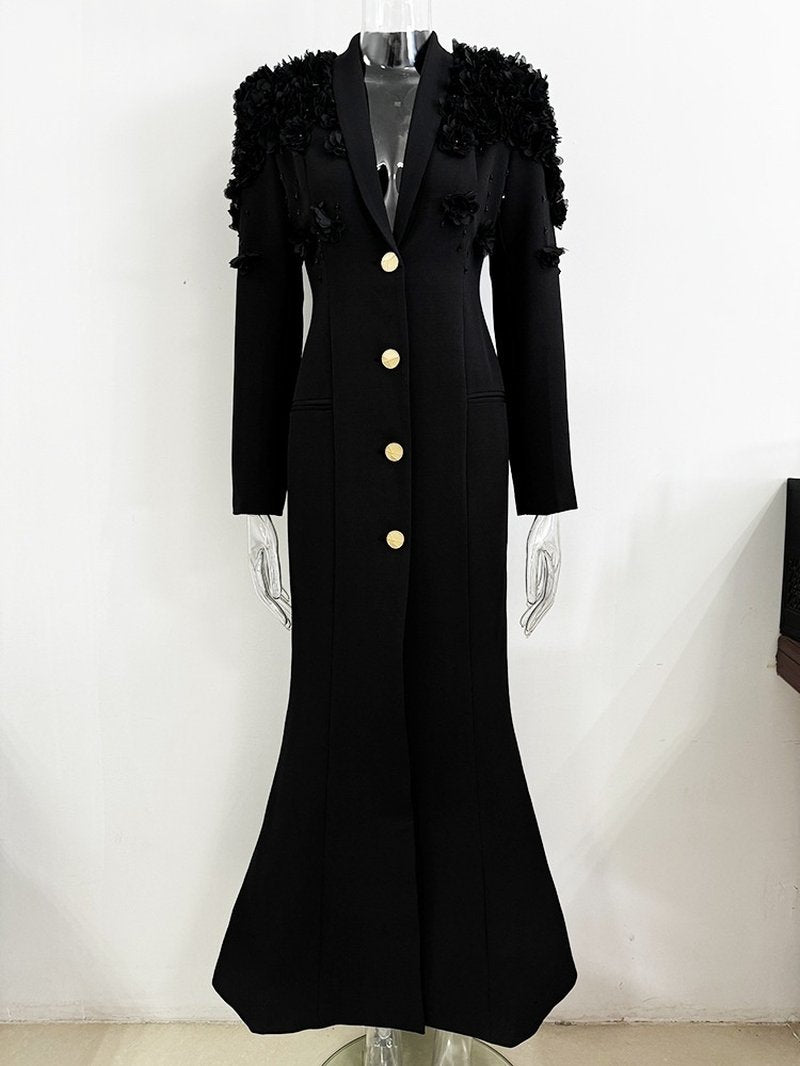 Embroidered Floral Long Sleeve Gown H6461
