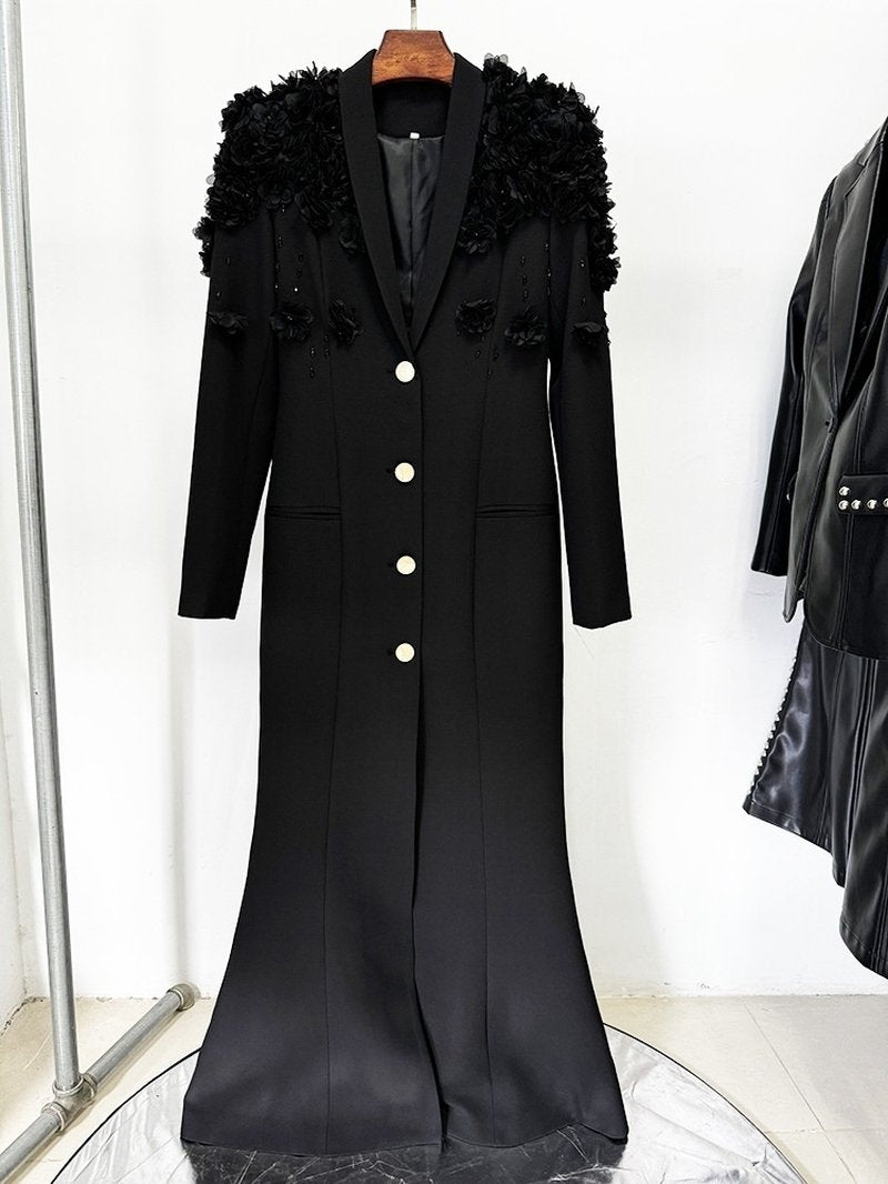 Embroidered Floral Long Sleeve Gown H6461