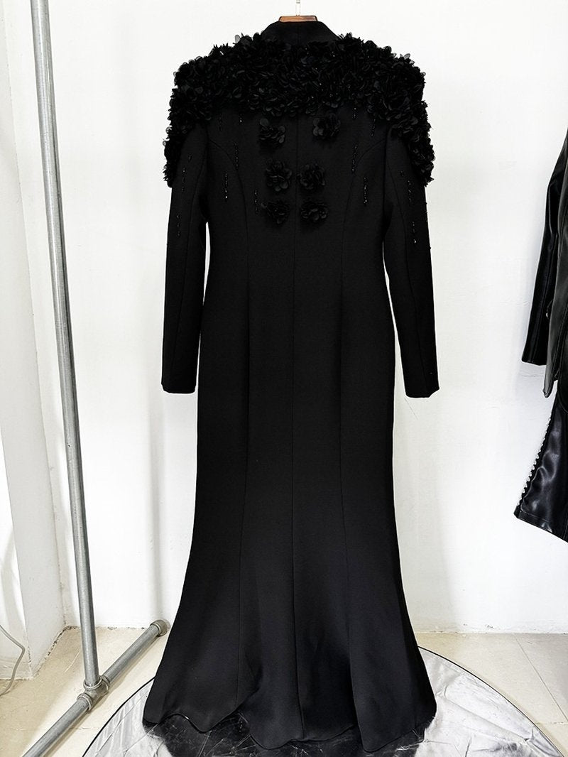 Embroidered Floral Long Sleeve Gown H6461
