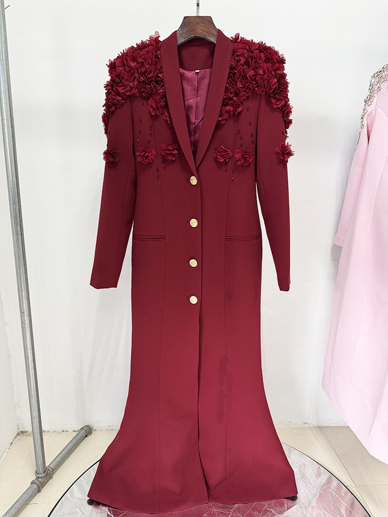 Embroidered Floral Long Sleeve Gown H6461