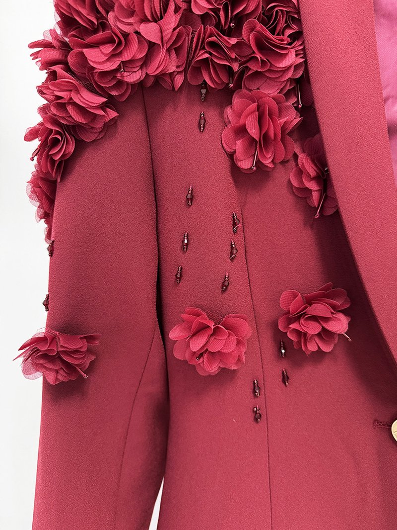 Embroidered Floral Long Sleeve Gown H6461