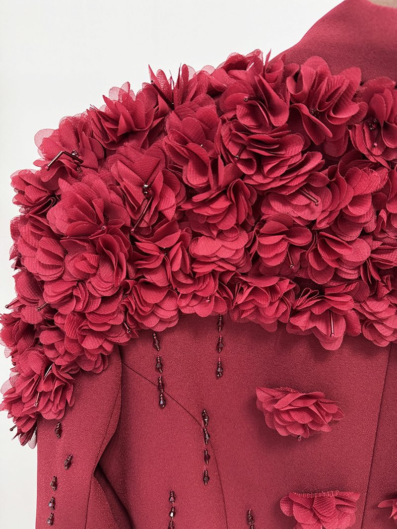 Embroidered Floral Long Sleeve Gown H6461