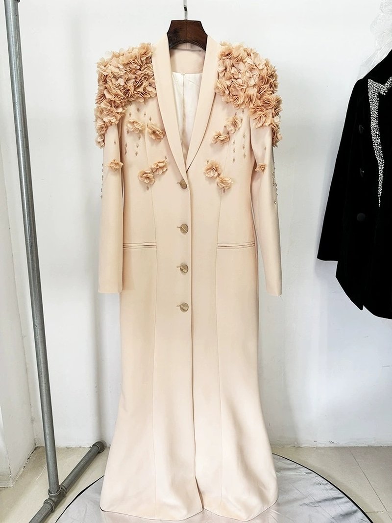 Embroidered Floral Long Sleeve Gown H6461