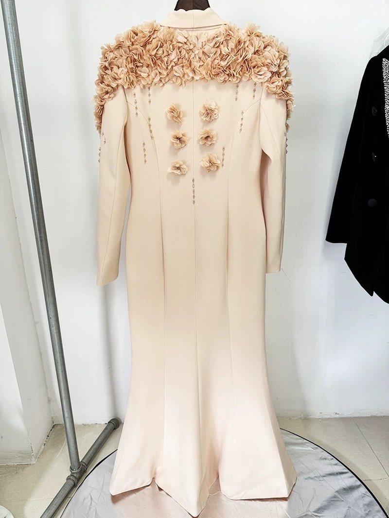 Embroidered Floral Long Sleeve Gown H6461