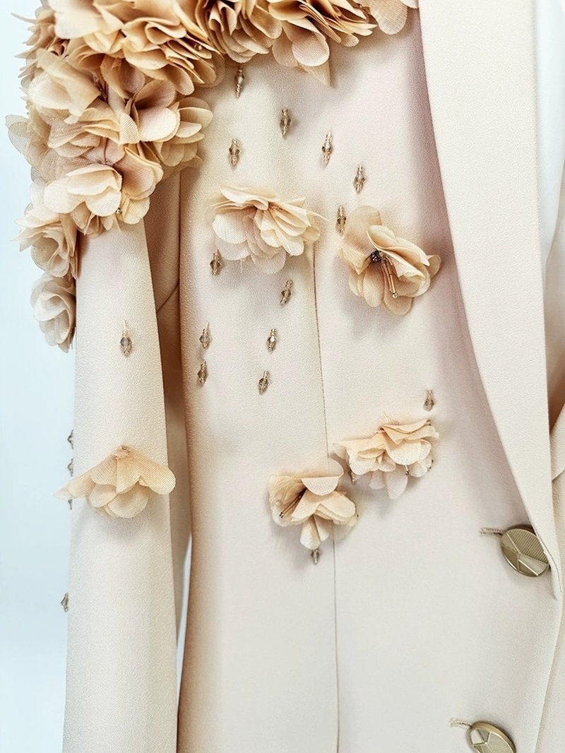 Embroidered Floral Long Sleeve Gown H6461