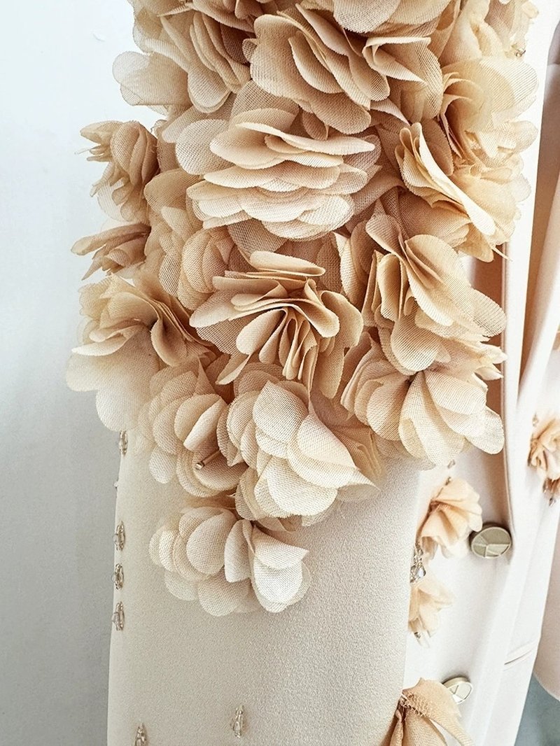 Embroidered Floral Long Sleeve Gown H6461
