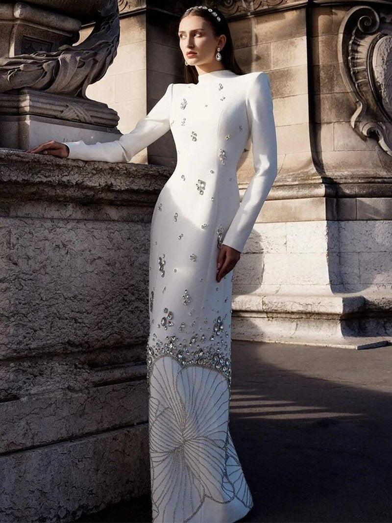 Embroidered Long Sleeve Gown H6580