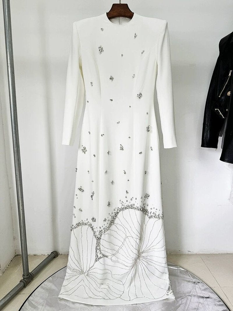 Embroidered Long Sleeve Gown H6580