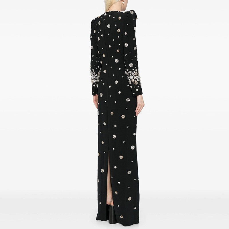 Embroidered Long Sleeve Maxi Dress H6610
