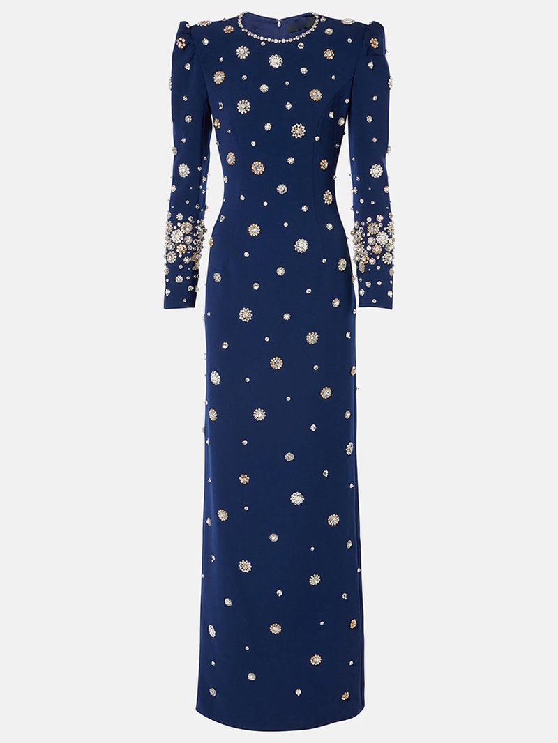 Embroidered Long Sleeve Maxi Dress H6610