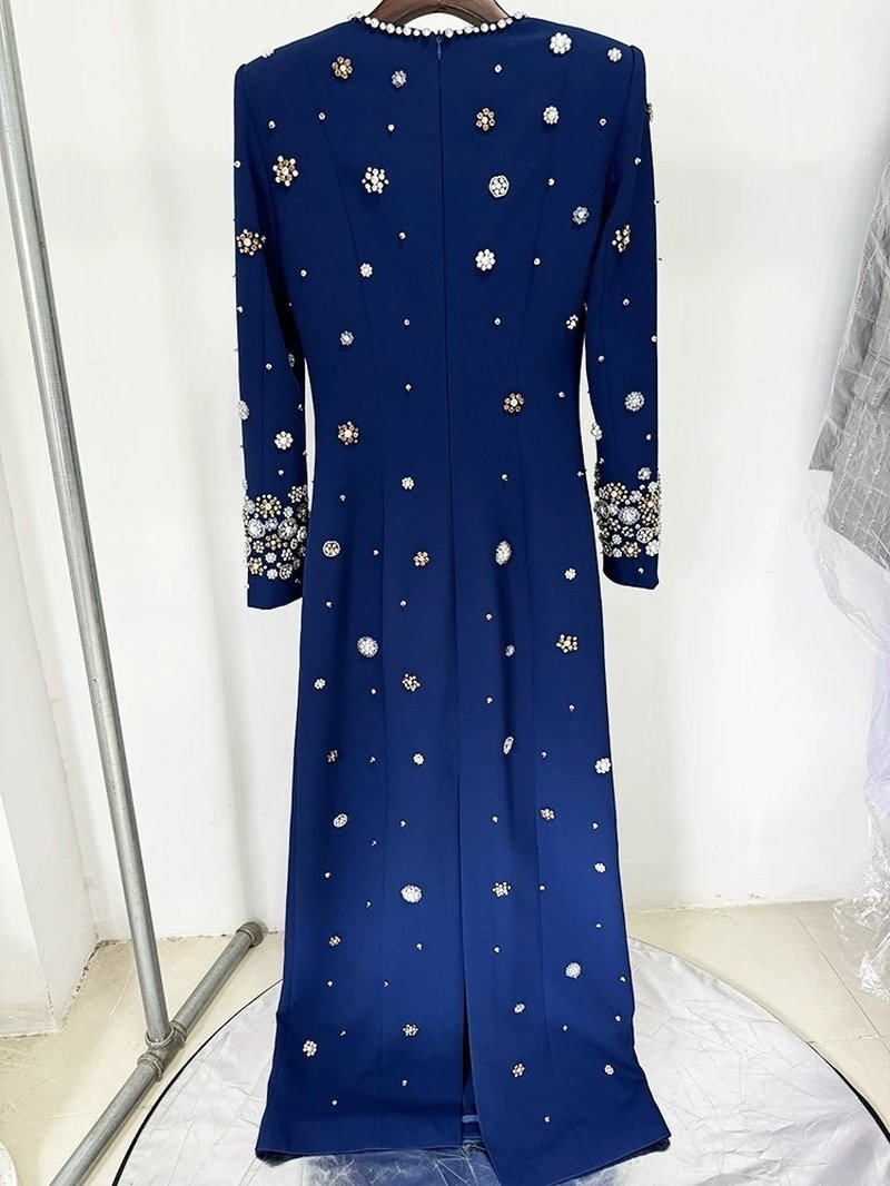 Embroidered Long Sleeve Maxi Dress H6610
