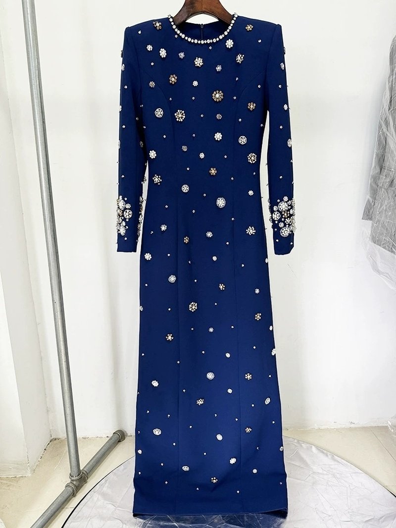 Embroidered Long Sleeve Maxi Dress H6610