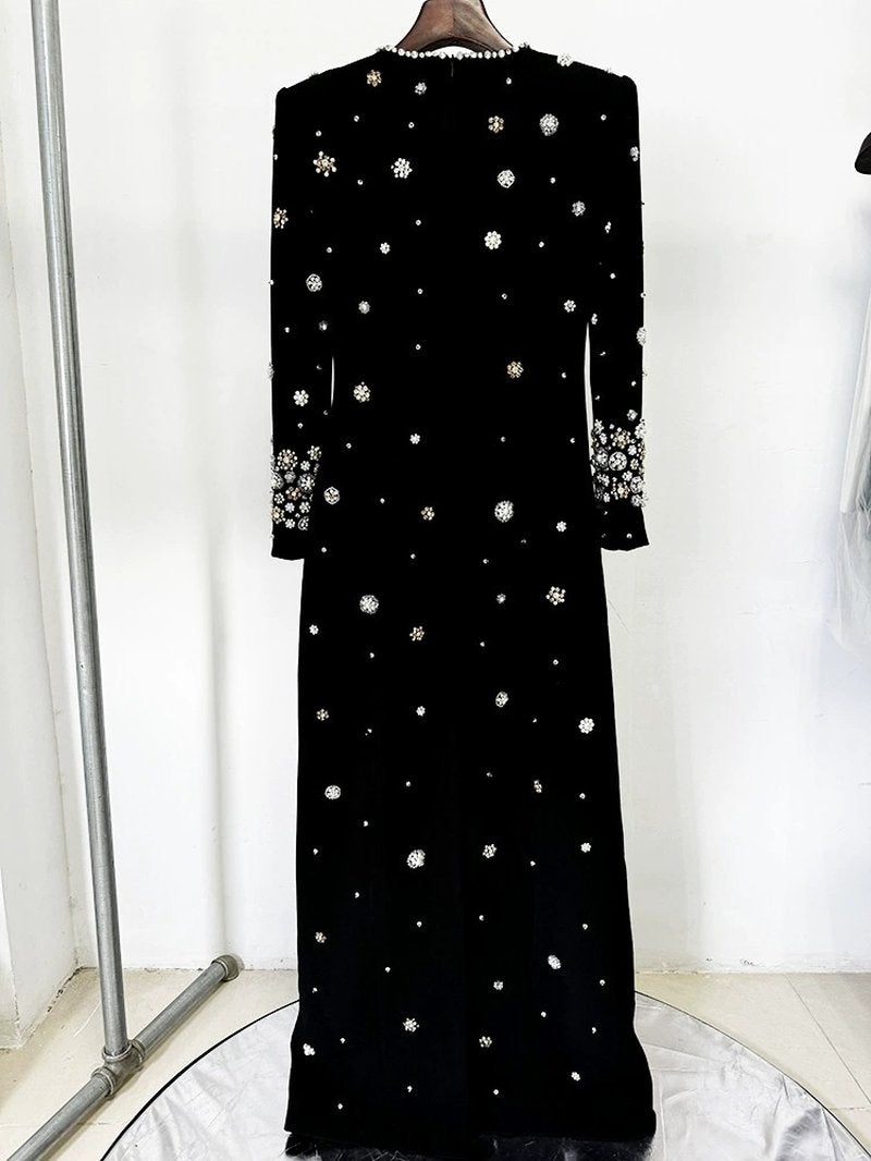 Embroidered Long Sleeve Maxi Dress H6610