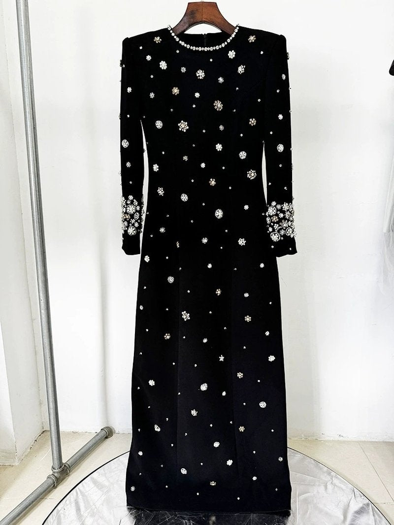 Embroidered Long Sleeve Maxi Dress H6610