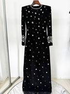 Embroidered Long Sleeve Maxi Dress H6610