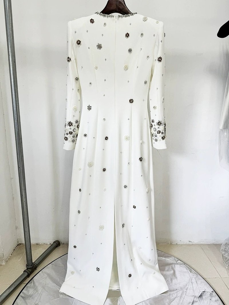 Embroidered Long Sleeve Maxi Dress H6610
