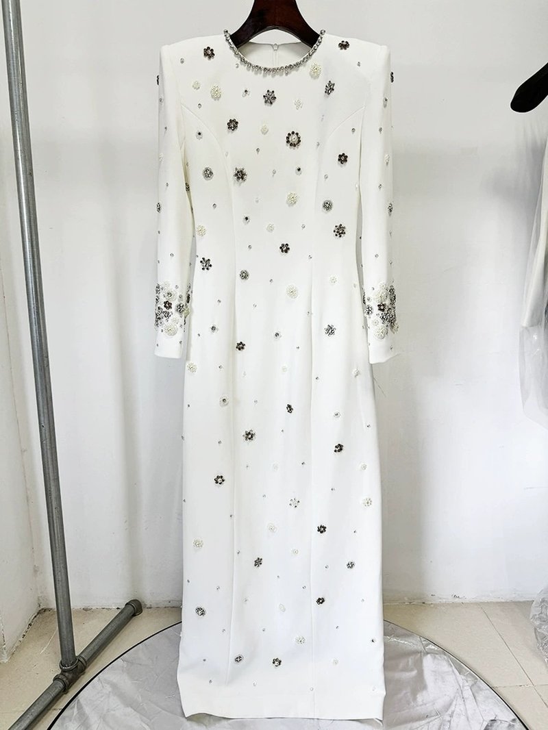 Embroidered Long Sleeve Maxi Dress H6610