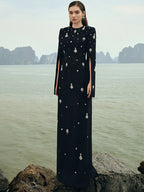 Embroidered Long Sleeve Maxi Dress H6689
