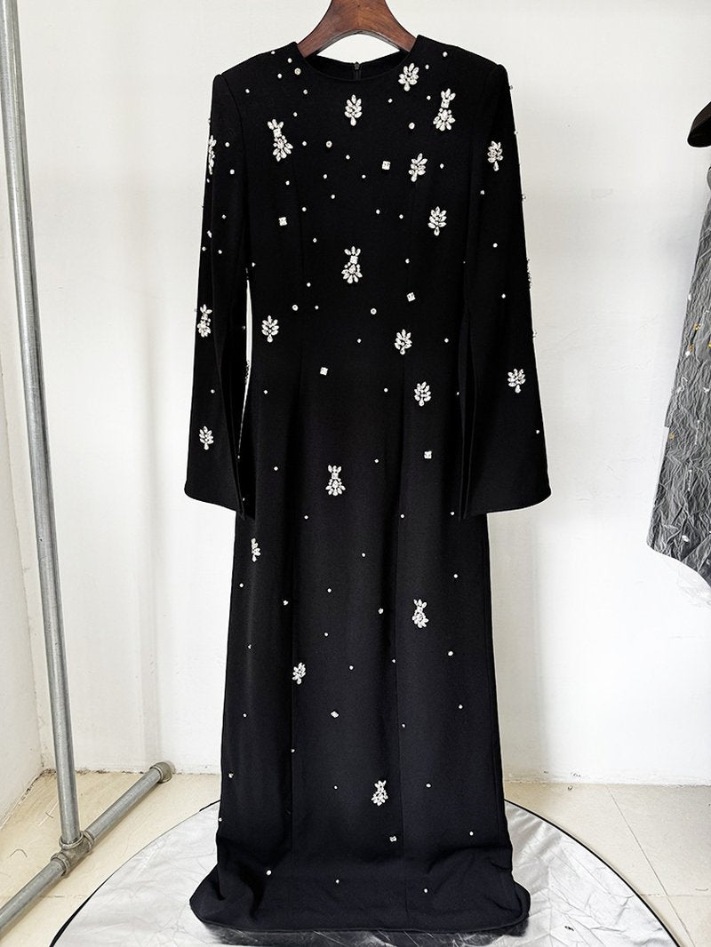 Embroidered Long Sleeve Maxi Dress H6689