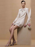 Embroidered Long Sleeve Mini Dress H6462