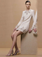 Embroidered Long Sleeve Mini Dress H6462