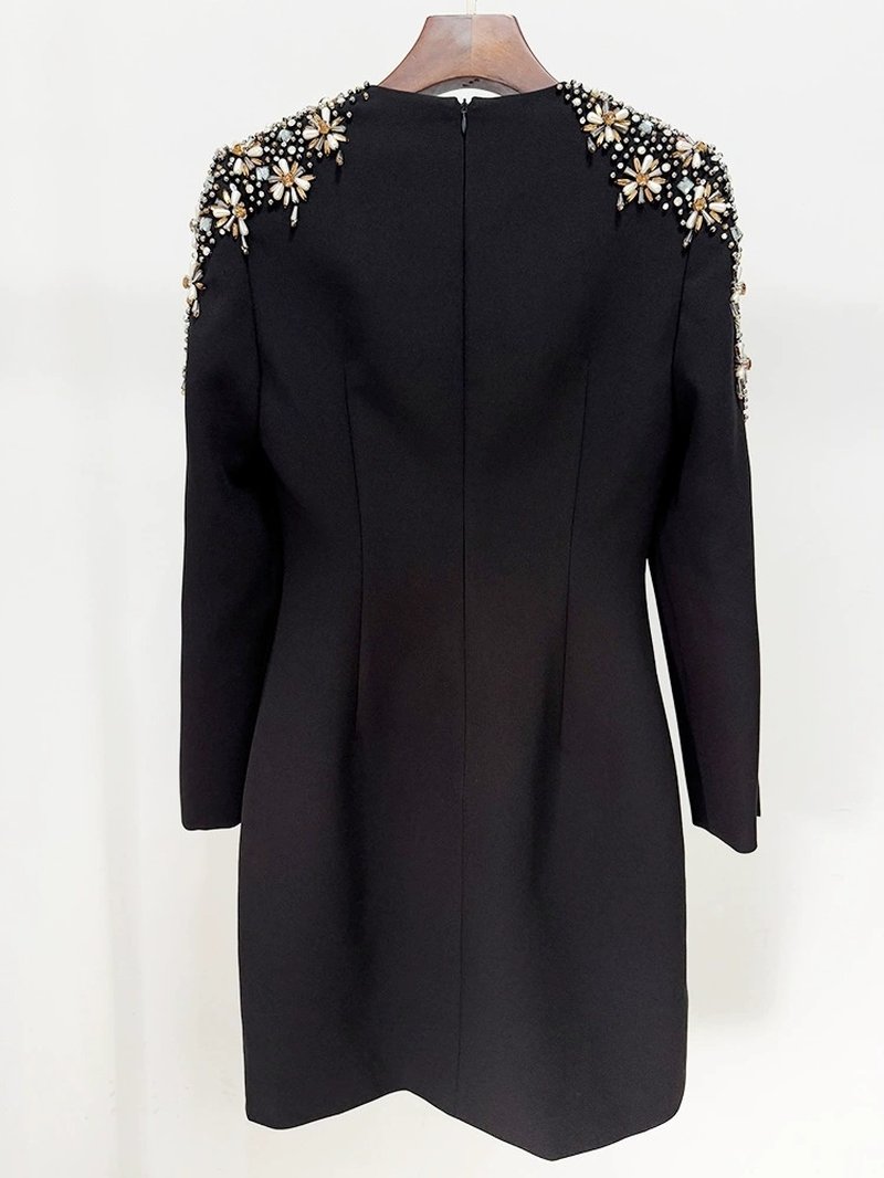 Embroidered Shoulder Flare Sleeve Dress H6632