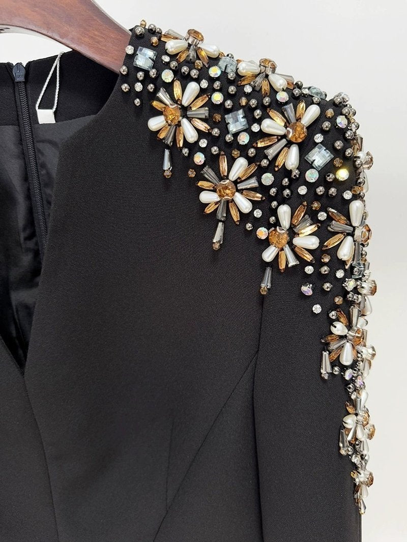 Embroidered Shoulder Flare Sleeve Dress H6632