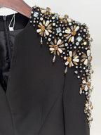 Embroidered Shoulder Flare Sleeve Dress H6632