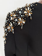 Embroidered Shoulder Flare Sleeve Dress H6632