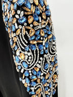 Embroidered Sleeve Black Midi Dress H6368