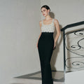 Fashion Embroidered Top Black Mermaid Gown H7156