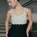 Fashion Embroidered Top Black Mermaid Gown H7156