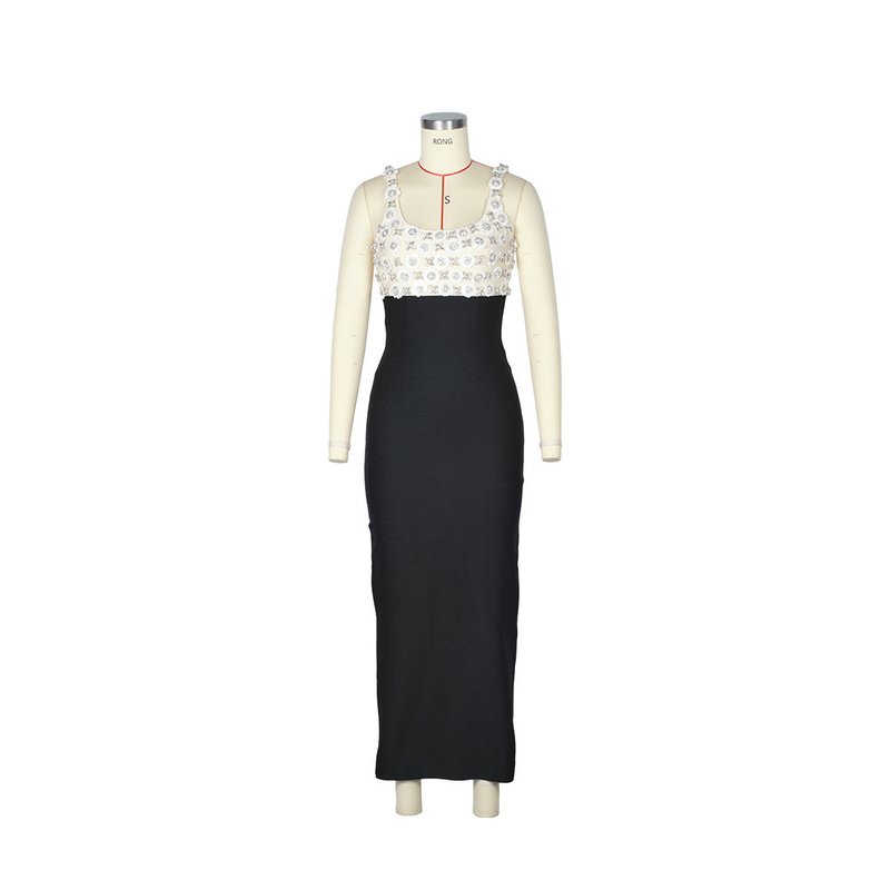 Fashion Embroidered Top Black Mermaid Gown H7156