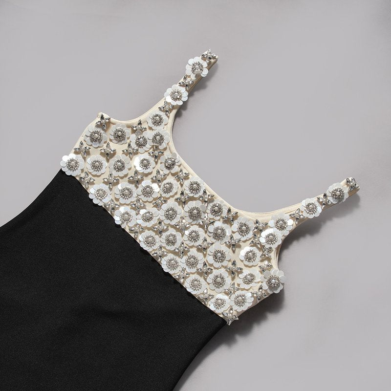 Fashion Embroidered Top Black Mermaid Gown H7156