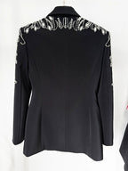 Embroidered Tuxedo Gown with High Slit H6365