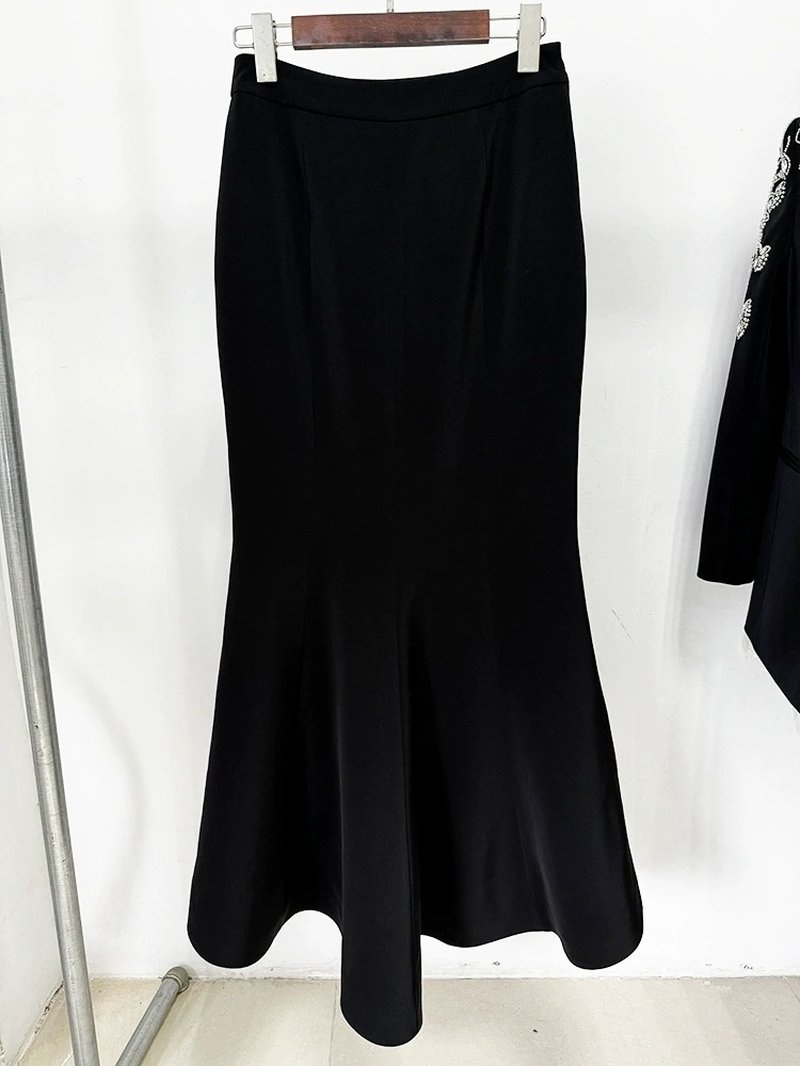 Embroidered Tuxedo Gown with High Slit H6365