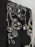 Embroidered Tuxedo Gown with High Slit H6365