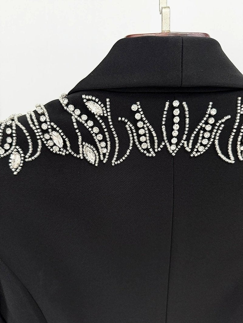 Embroidered Tuxedo Gown with High Slit H6365