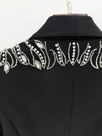 Embroidered Tuxedo Gown with High Slit H6365